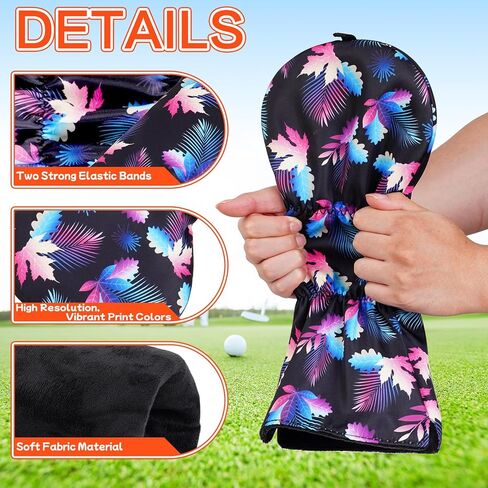 حرفي جولف أسود أوراق استوائية سائق الممر الخشبي الهجين غطاء الرأس غطاء مضرب in Kuwait