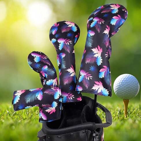 حرفي جولف أسود أوراق استوائية سائق الممر الخشبي الهجين غطاء الرأس غطاء مضرب in Kuwait