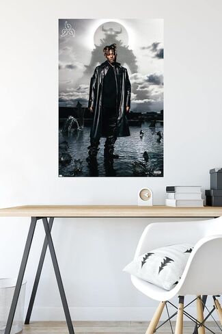 Trends International Juice WRLD - Fighting Demons Album Cover Wall Poster, 14.72" x 22.37", Barnwood Framed Version in Saudi Arabia