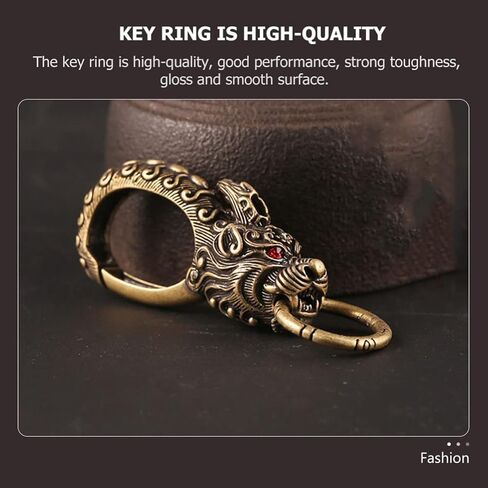 Garneck خمر سلسلة مفاتيح نحاسية النحاس التنين تصميم خطاف تعليق دوّار اليدوية مفتاح سلسلة كيرينغ حلقة تسلق كليب فتاحة الزجاجات in Kuwait