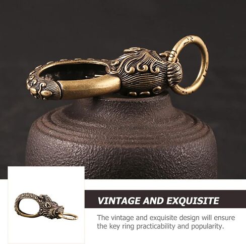 Garneck خمر سلسلة مفاتيح نحاسية النحاس التنين تصميم خطاف تعليق دوّار اليدوية مفتاح سلسلة كيرينغ حلقة تسلق كليب فتاحة الزجاجات in Kuwait