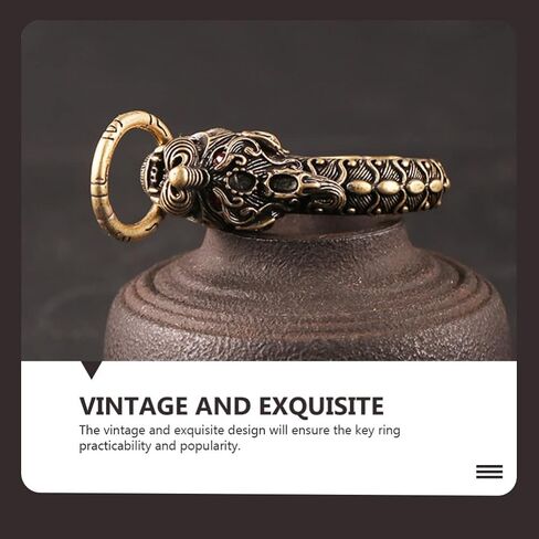 Garneck خمر سلسلة مفاتيح نحاسية النحاس التنين تصميم خطاف تعليق دوّار اليدوية مفتاح سلسلة كيرينغ حلقة تسلق كليب فتاحة الزجاجات in Kuwait