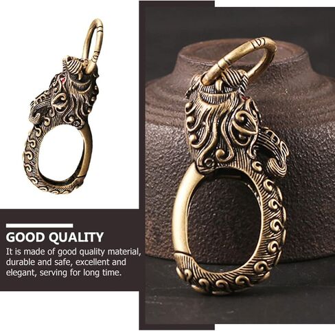 Garneck خمر سلسلة مفاتيح نحاسية النحاس التنين تصميم خطاف تعليق دوّار اليدوية مفتاح سلسلة كيرينغ حلقة تسلق كليب فتاحة الزجاجات in Kuwait