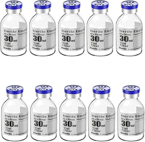 4pcs 100ml Sterile Empty Vial with Plastic Aluminum Flip Off Caps，Penicillin Bottle 20mm Crimp Top Sterile Transparent Borosilicate Lab Sample Vial (Transparent) in Saudi Arabia