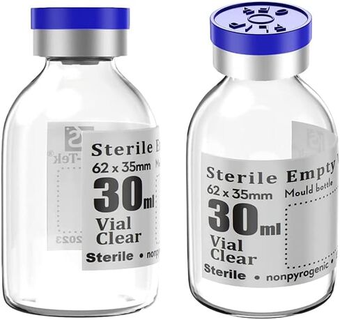 4pcs 100ml Sterile Empty Vial with Plastic Aluminum Flip Off Caps，Penicillin Bottle 20mm Crimp Top Sterile Transparent Borosilicate Lab Sample Vial (Transparent) in Saudi Arabia