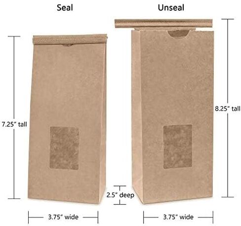 FMP Brands 75 حزمة أكياس مخبز مع نافذة، 9.5 × 6 × 2.8 بوصة أكياس مخبز ورقية بنية مع قفل ربط من القصدير لملفات تعريف الارتباط، 1 رطل (16 أونصة) أكياس ورق كرافت ممتازة لتخزين المواد الغذائية، والتعبئة، والإخراج in Kuwait