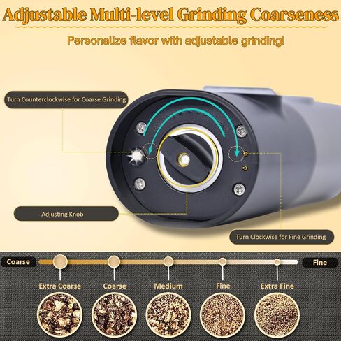 Electric Salt and Pepper Grinder Set Rechargeable, USB Charging Base, Automatic Salt and Pepper Mill Shakers Refillable, One-handed Operation, Adjustable Coarseness, LED Light in Saudi Arabia