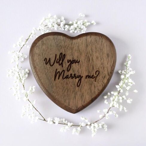 Wooden Heart shape Ring box Engraved for Proposal, Engagement, Wedding (will you marry me) in Saudi Arabia