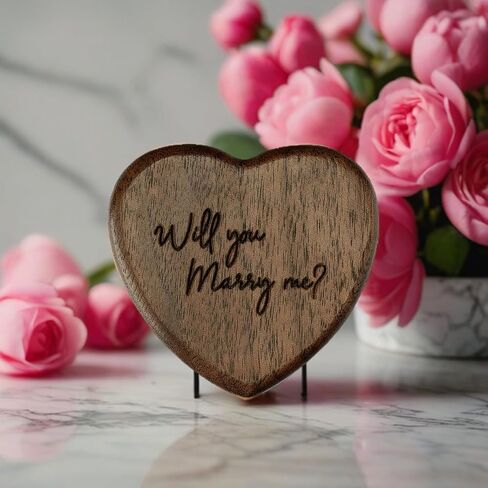 Wooden Heart shape Ring box Engraved for Proposal, Engagement, Wedding (will you marry me) in Saudi Arabia