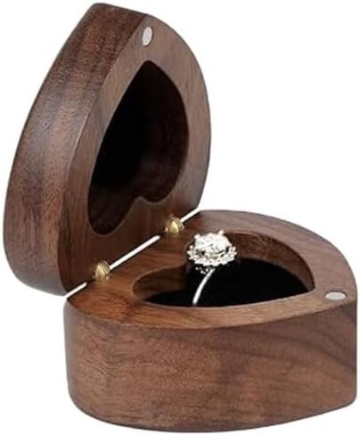 Wooden Heart shape Ring box Engraved for Proposal, Engagement, Wedding (will you marry me) in Saudi Arabia