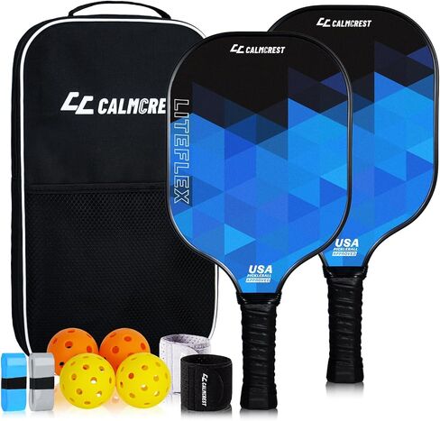 Pickleball Paddles, USAPA Approved Fiberglass Pickleball Paddles Set of 2, Lightweight Pickleball Rackets 2 Pack with 2 Wrist Bands, 2 Outdoor & 2 Indoor Pickleballs, Gifts for Men Women in Saudi Arabia