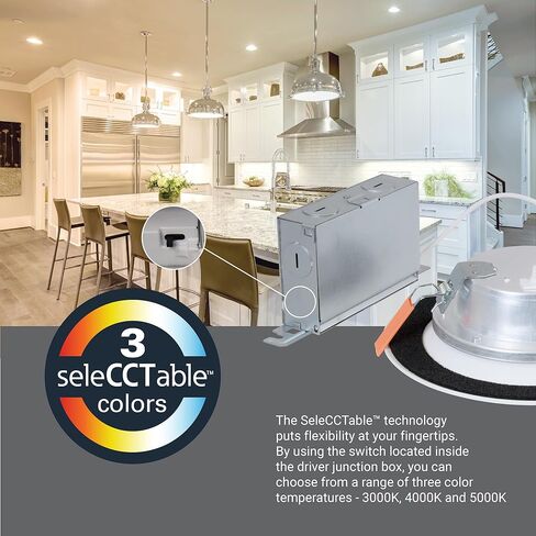 HALO 4-inch Canless LED Recessed Light Selectable 3000K, 4000K, 5000K CCT 600 Lumens – White in Kuwait