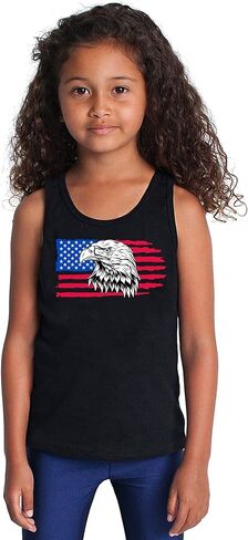 4th من يوليو تانك القمم بنين بنات العلم الأمريكي قمصان الاطفال الوطنية الولايات المتحدة الأمريكية تي شيرت القطن بلا أكمام تيز القمم 2-8T in Kuwait