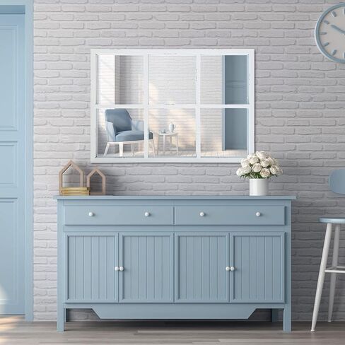 ironsmithn Wall Mirror Farmhouse Rectangular Window Mounted Decorative Long Hanging Decoration for Bathroom Vanity, Living Room or Bedroom in Saudi Arabia