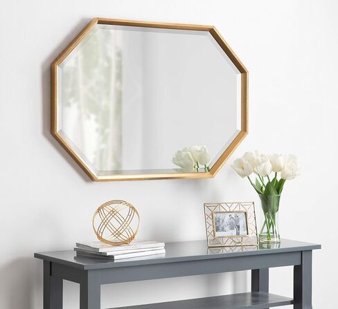 Kate and Laurel Calter Large Elongated Octagon Frame Wall Mirror, 25.5 x 37.5, Gold in Saudi Arabia