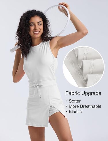 فستان تنس نسائي للتمرين، سروال قصير مدمج، بدلة واحدة مفتوحة من الخلف، فساتين رياضية in Kuwait