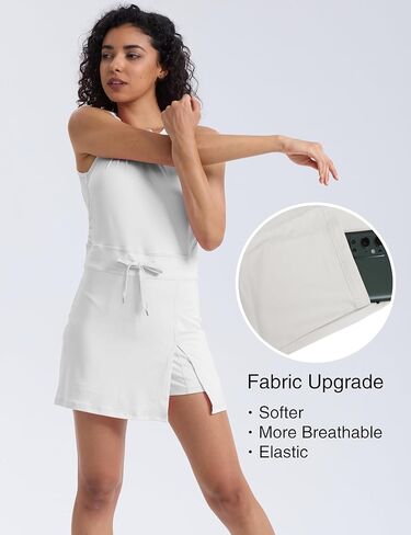 فستان تنس نسائي للتمرين، سروال قصير مدمج، بدلة واحدة مفتوحة من الخلف، فساتين رياضية in Kuwait