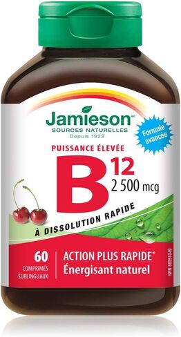 Jamieson Vitamin B12 2,500 mcg(METHYLCOBALAMIN), 60 Sublingual Tablets in Kuwait