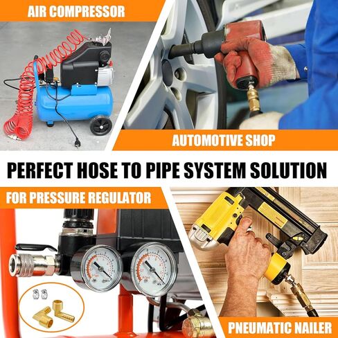 خرطوم نحاسي مناسب للكوع 90 درجة، محول ذكر الكوع 1/2 بوصة إلى 1/2 بوصة NPT مع مشبكي خرطوم للوقود والهواء والماء (قطعتان) in Kuwait