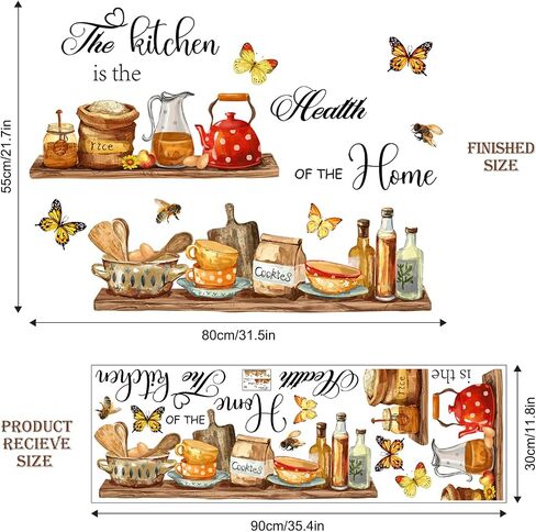 Kitchenware Wall Stickers Teapots Jars Cookie Rice Wall Decals Peel and Stick Kitchen Quote Wall Art Decors for Kitchen Dining Room Restaurant Bar Wall Decor in Saudi Arabia