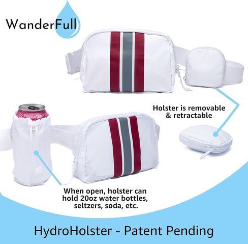 حقيبة كروسبودي HydroBeltbag الأصلية | حزمة فاني مع حامل زجاجة مياه قابل للإزالة | حقيبة خصر قابلة للتعديل لحمل محفظتك، والهاتف، والإكسسوارات مع حامل الأكواب (أسود) in Saudi Arabia