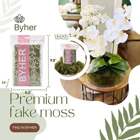 BYHER 10 أوقية طحلب صناعي مزيف للنباتات بوعاء، طحلب أخضر صناعي للمزارعين الداخليين ديكور المنزل حديقة خرافية الحرف اليدوية ديكور الزفاف (أخضر طازج) in Kuwait