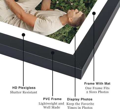18 Packs 8x10 Picture Frames, Display 5x7 with Mat or 8x10 Without Mat, Black Gallery Wall Frame Set, 8x10 Frames Bulk Set of 18 Collage Wall Decor Photo Frames Set for Wall Hanging and Tabletop, Black in Kuwait