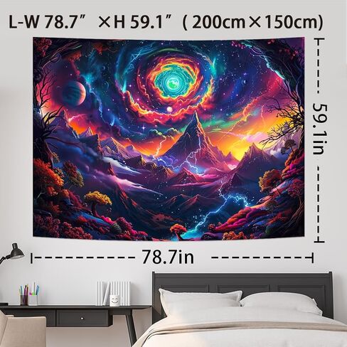Yuiqear Blacklight Galaxy Space Tapestry UV Reactive Planet Mountain Tapestry Trippy Plant Floral Wall Tapestry Mysterious Starry Sky Tapestry Wall Hanging for Bedroom Decor in Saudi Arabia
