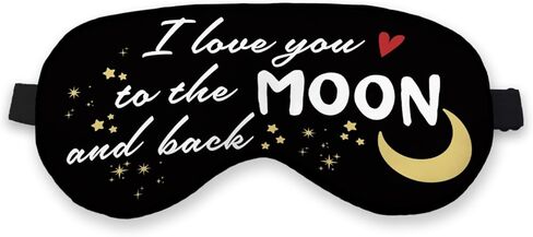 I Love You to The Moon and Back Eye Mask for Girlfriend Boyfriend, Long Distance Relationship Gift Silk Blackout Eye Mask for Sleeping, Valentine's Adjustable Straps Lightweight Sleep Mask in Kuwait