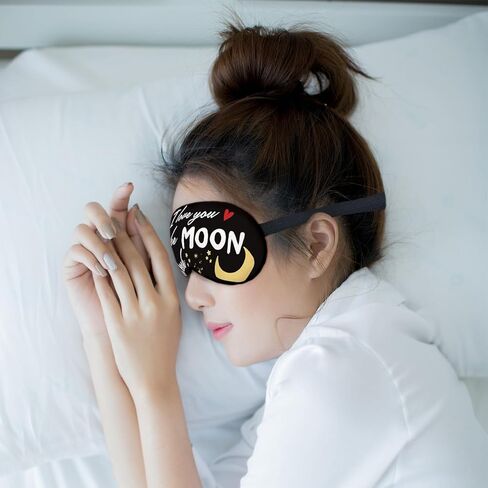 I Love You to The Moon and Back Eye Mask for Girlfriend Boyfriend, Long Distance Relationship Gift Silk Blackout Eye Mask for Sleeping, Valentine's Adjustable Straps Lightweight Sleep Mask in Kuwait