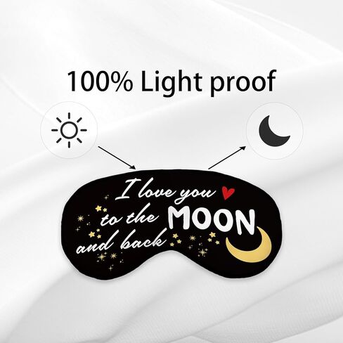 I Love You to The Moon and Back Eye Mask for Girlfriend Boyfriend, Long Distance Relationship Gift Silk Blackout Eye Mask for Sleeping, Valentine's Adjustable Straps Lightweight Sleep Mask in Kuwait