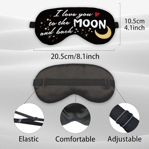 I Love You to The Moon and Back Eye Mask for Girlfriend Boyfriend, Long Distance Relationship Gift Silk Blackout Eye Mask for Sleeping, Valentine's Adjustable Straps Lightweight Sleep Mask in Kuwait