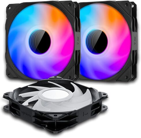 مراوح حالة upHere RGB، مراوح تبريد الكمبيوتر الهادئة مقاس 120 مم، تصميم مرآة لا نهاية له، وحدة تحكم ARGB SYNC/RC بقدرة 5 فولت، سرعة تبريد ملونة قابلة للتعديل مع محور التحكم في المروحة، 3 عبوات، إصدار أسود in Kuwait