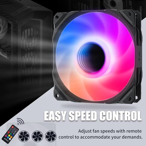 مراوح حالة upHere RGB، مراوح تبريد الكمبيوتر الهادئة مقاس 120 مم، تصميم مرآة لا نهاية له، وحدة تحكم ARGB SYNC/RC بقدرة 5 فولت، سرعة تبريد ملونة قابلة للتعديل مع محور التحكم في المروحة، 3 عبوات، إصدار أسود in Kuwait