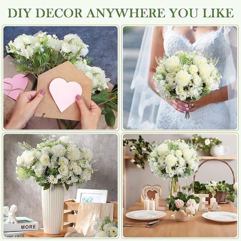 12 Bundles Rose Artificial Flowers Artificial Rose Silk Flowers Faux Rose Flowers Fake Rose Silk Hydrangea Bouquet for Tables Vase Wedding Decorations Flower Arrangements in Saudi Arabia