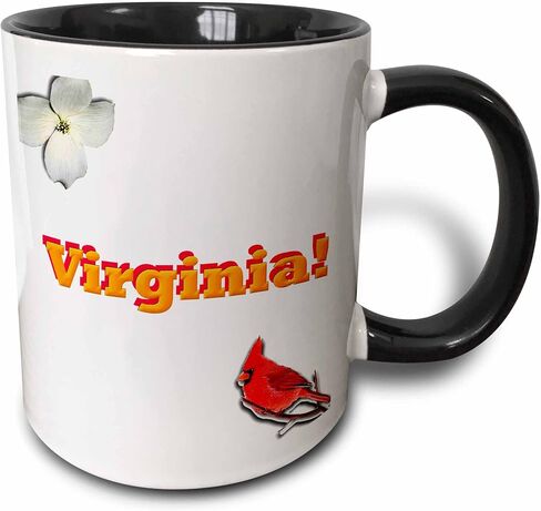 كوب 3dRose_38785_4 "Virginia" كوب أسود بلونين، 11 أونصة، متعدد الألوان in Saudi Arabia