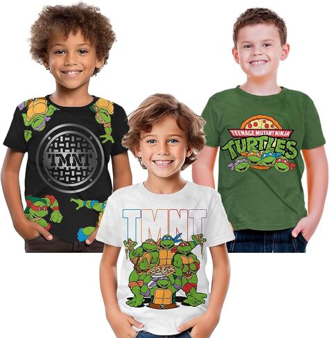 تي شيرت سلاحف النينجا (مجموعات) مايكل أنجلو ليوناردو رافائيل دوناتيلو TMNT زي زي تي شيرت للأطفال الصغار لأعياد الميلاد للأطفال in Kuwait