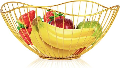 Metal Wire Fruit Basket, Black Fruit Bowl for Kitchen Counter, Fruit Holder Stand Storage Baskets for Countertop, Home Decor, Table Centerpieces, Vegetable Bowls for Fruits, Veggies, Snacks (Black) in Saudi Arabia