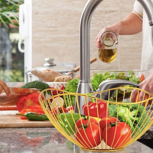 Metal Wire Fruit Basket, Black Fruit Bowl for Kitchen Counter, Fruit Holder Stand Storage Baskets for Countertop, Home Decor, Table Centerpieces, Vegetable Bowls for Fruits, Veggies, Snacks (Black) in Saudi Arabia