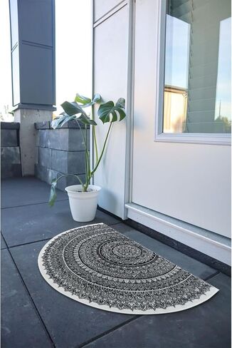Sun Bath mat - Boho Half Circle Bath Mat,Boho Bathroom Decor - Soft Half Circle Rug for Bathroom,Water Absorbent Bath Mat,Retro Bath Mat for Shower,Sun Rug 27.5 * 17.3 inch in Saudi Arabia