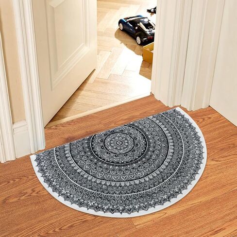 Sun Bath mat - Boho Half Circle Bath Mat,Boho Bathroom Decor - Soft Half Circle Rug for Bathroom,Water Absorbent Bath Mat,Retro Bath Mat for Shower,Sun Rug 27.5 * 17.3 inch in Saudi Arabia