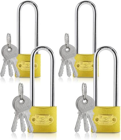 4 عبوات من الأقفال الطويلة شديدة التحمل مع مفاتيح 32 مم مع مفاتيح للمدرسة الخارجية وخزانة الصالة الرياضية والأمتعة من النحاس الصلب وقفل أمنيات الجسر in Kuwait