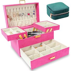 Dajasan Jewelry Holder Organizer Box + Travel Jewelry Box