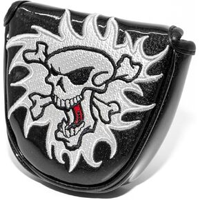 Black Golf Skull Skeleton Mallet Putter Cover Magnetic Closure Golf Club Putter Headcover