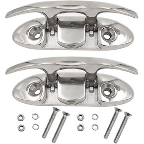 Boat Folding Cleats 4-1/2" Stainless Steel Boat Cleat Boat Flip Up Dock Cleat (2 Pack)