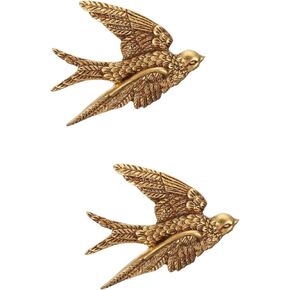 IMIKEYA 2pcs Swallows Hanging Decoration for Home Ornament Livingroom Bird Wall Art Decor Home Décor Brass Bird Figurines Astetic Room Decor Brass Decor Retro Swallow Metal The Fence Resin