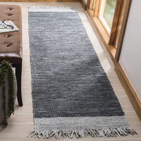 SAFAVIEH Vintage Leather Collection Accent Rug - 2' x 3', Light Grey & Black, Handmade Boho Fringe Leather, Ideal for High Traffic Areas in Entryway, Living Room, Bedroom (VTL310E)