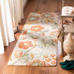 SAFAVIEH Blossom Collection 2'3" x 4' Grey / Red BLM458F Handmade Floral Premium Wool Accent Rug in Kuwait