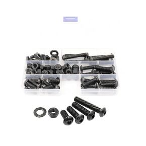 LBY 60pcs 5/16-18 × (3/4-1-3/4) Socket Head Cap Screws, 4 Sizes Hex Socket Button Head Cap Nuts Flat Washers Kit, 10.9 Grade Alloy Steel (Black)