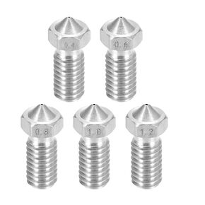 uxcell 5pcs 3D Printer Nozzle,M6 Stainless Steel V5 V6 Nozzle 0.4mm,0.6mm,0.8mm,1mm,1.2mm,for 3D Printer Extruder 1.75mm Filament